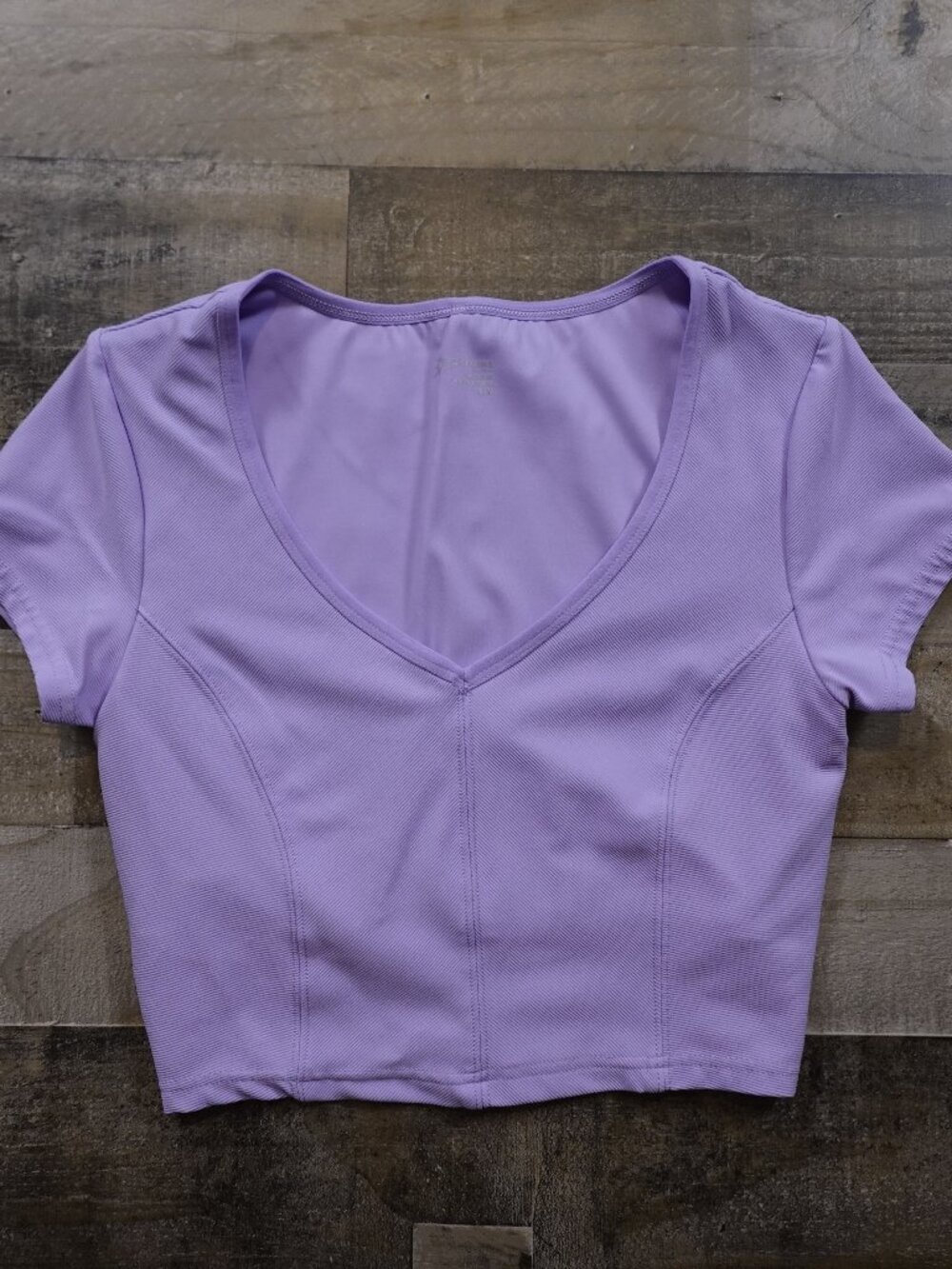OFFLINE By Aerie Real Good Ribbed Crop Top Women's Medium Purple V Neck Fitted